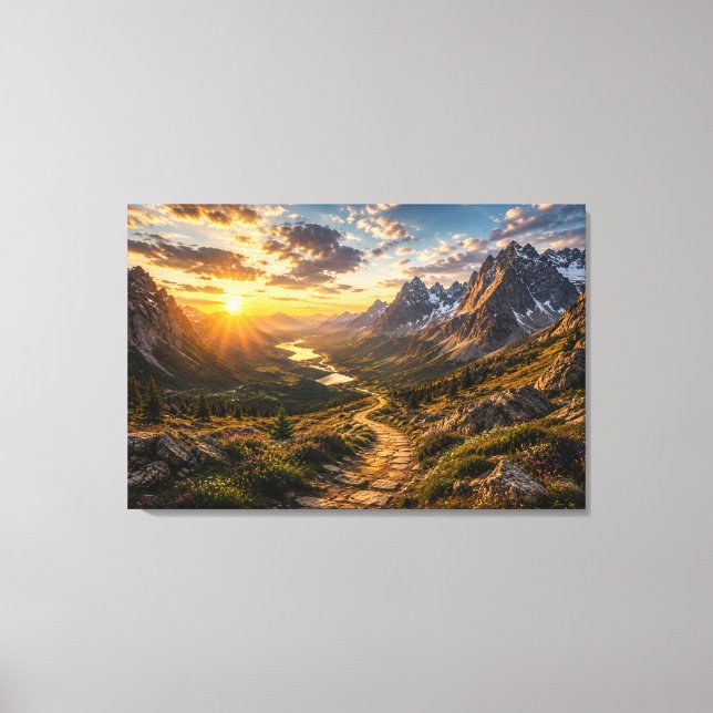 Golden Path Through the Mountains Canvas Print (Front)
