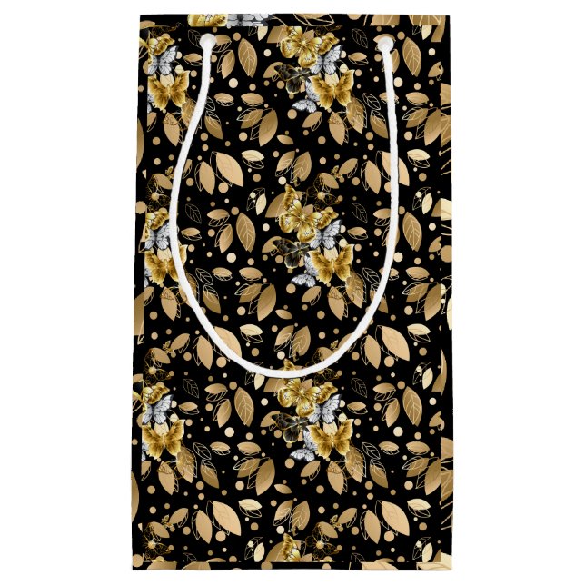 Golden Pattern 06.bw Black BG Small Gift Bag (Front)