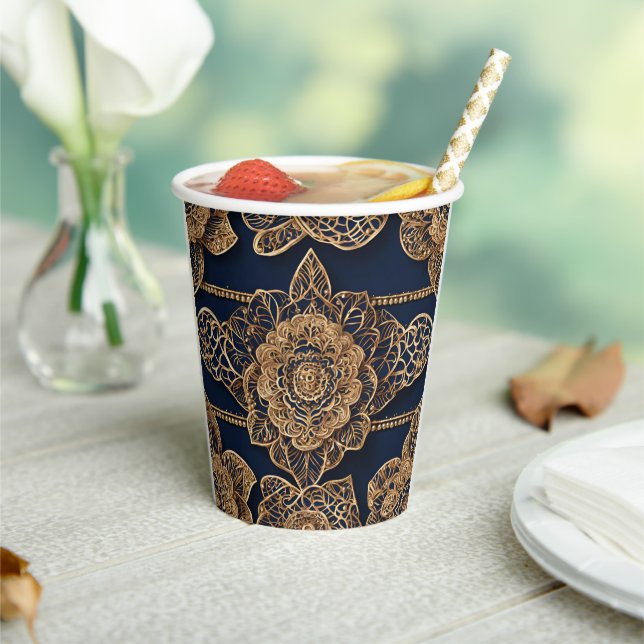 Golden patterns AI art  Paper Cups (Insitu)
