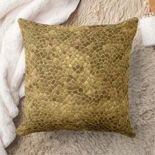 Golden Patterns AI art  Throw Pillow