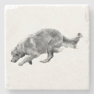 Golden Pause at the Table Stone Coaster