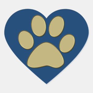 golden paw heart sticker