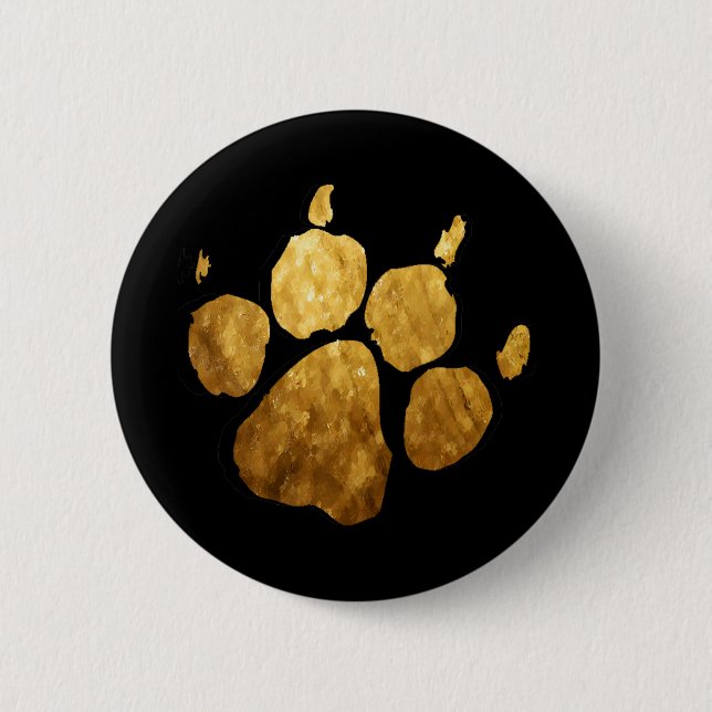 Golden paw Print 2 Inch Round Button (Front)