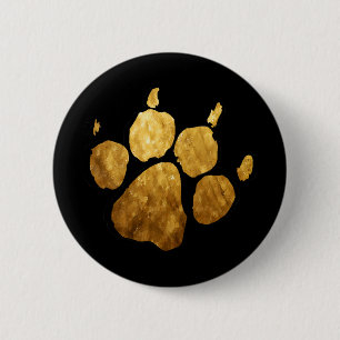 Golden paw Print 2 Inch Round Button