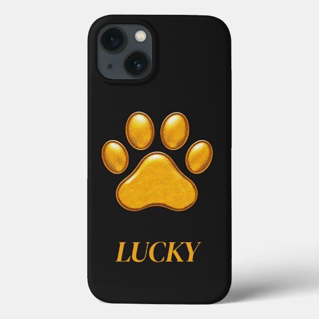 Golden Paw Print Against Black Background Case-Mate iPhone Case (Back)