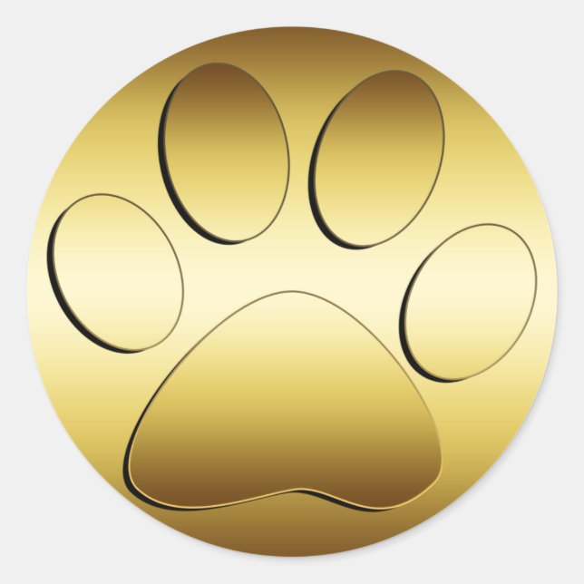 GOLDEN PAW PRINT CLASSIC ROUND STICKER (Front)