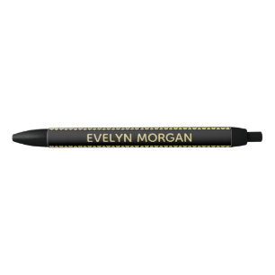Golden Paw Prints on Black with Custom Name Ink Pen