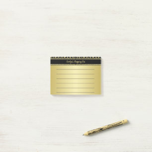 Golden Paw Prints on Black with Custom Name Post-it Notes