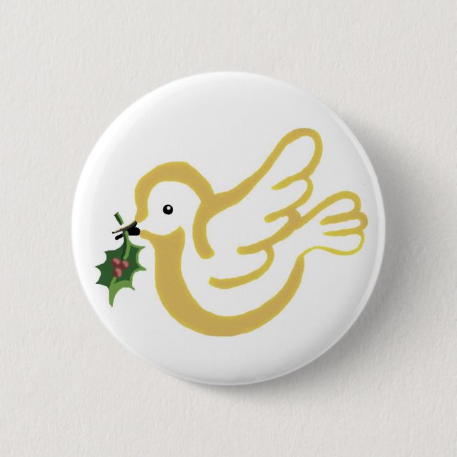 Golden peace dove 2 inch round button (Front)