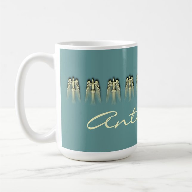 Golden Peace Doves Personalized Mug (Left)