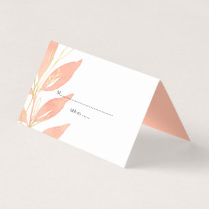 Golden Peach Watercolor Floral Wedding Table Cards