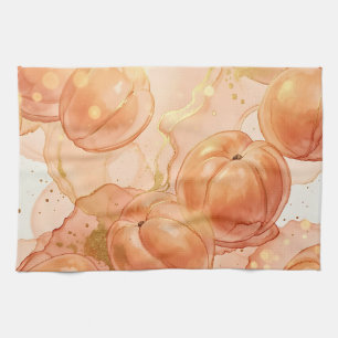 Golden Peach Watercolor Pattern Kitchen Towel