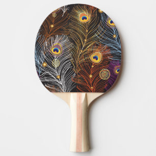 Golden peacock feathers: dark pattern. ping pong paddle