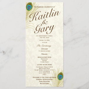 Golden Peacock Feathers Programme de mariage