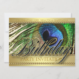 Golden Peacock Love Anniversaire Fête Invitation