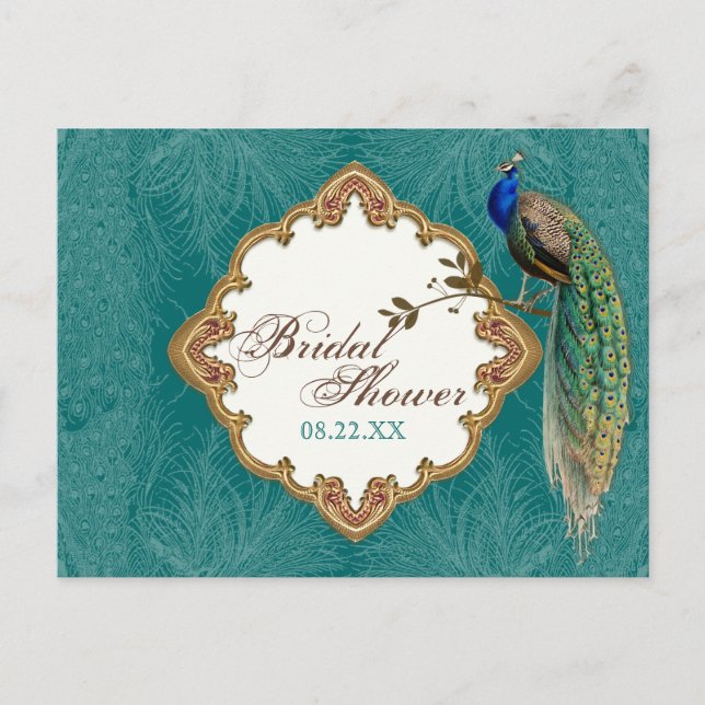 Golden Peacock & Swirls - Enregistrer la carte pos (Devant)