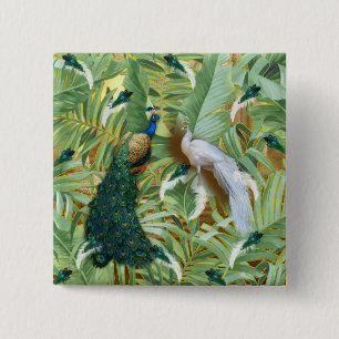 Golden Peacock Temple Dreams Collection 2 Inch Square Button