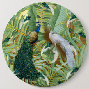 Golden Peacock Temple Dreams Collection 6 Inch Round Button