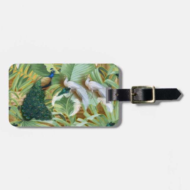 Golden Peacock Temple Dreams Collection  Luggage Tag (Front Horizontal)