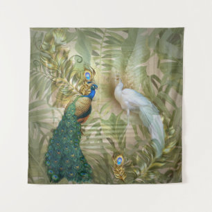 Golden Peacock Temple Dreams Collection Tapestry