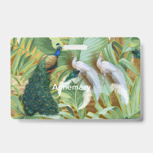 Golden Peacock Temple Dreams Cosmetic Bag Badge
