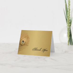 Golden Peacock Thank You Card