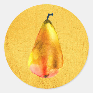 Golden Pear fruit art Classic Round Sticker