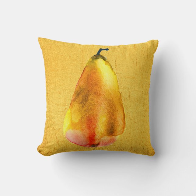 Golden Pear fruit art Throw Pillow (Front)