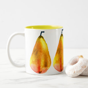 Golden Pear Fruit art Two-Tone Coffee Mug