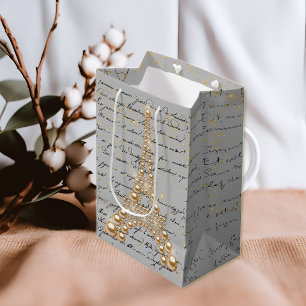Golden Pearls  Eiffel Tower Medium Gift Bag