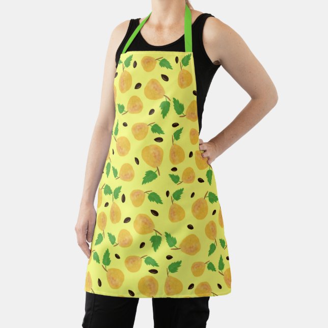 Golden Pears Collection Yellow Bright Apron (Insitu)