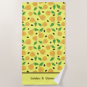 Golden Pears Collection Yellow Bright Beach Towel