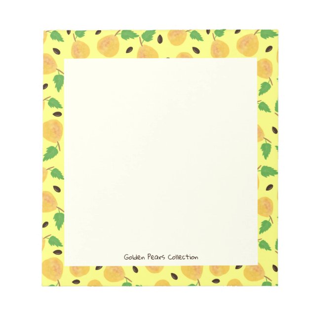 Golden Pears Collection Yellow Bright Notepad (Front)