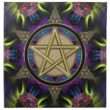 Golden Pentacle Magick Cloth Banners / Napkins