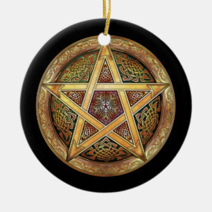 Golden Pentacle Pendant/Ornament Ceramic Ornament