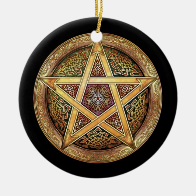 Golden Pentacle Pendant/Ornament Ceramic Ornament (Front)