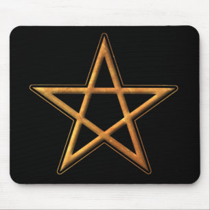 Golden Pentagram - Gold Pentagram Pagan Symbol Mouse Pad