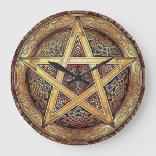Golden Pentagram Wall Clock