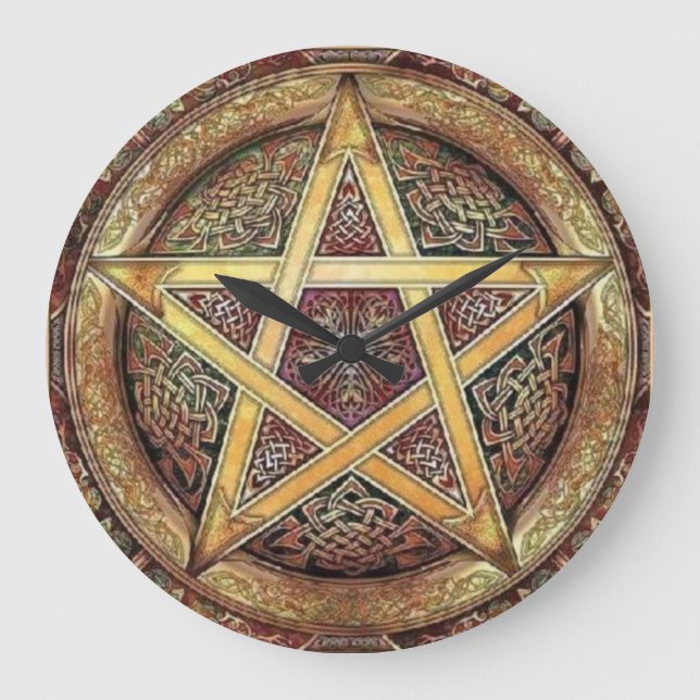 Golden Pentagram Wall Clock (Front)