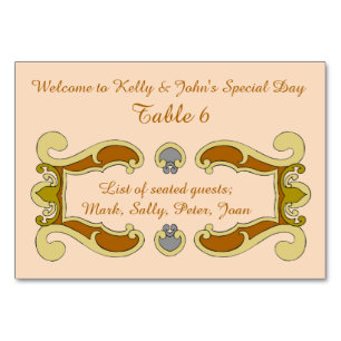 Golden Personalised Table Number