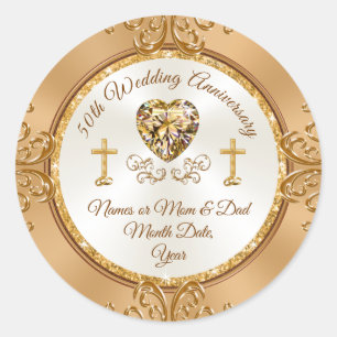 Golden Personalized, 50th Anniversary Stickers