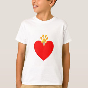 Golden pet paw over red heart T-Shirt