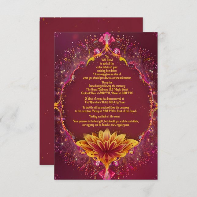 Golden Petals: A Day of Love and Joy Enclosure Card (Front/Back)