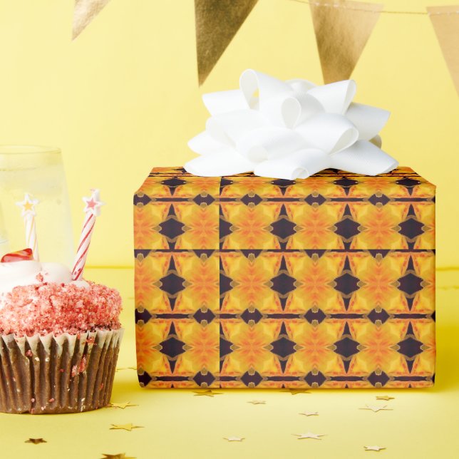 Golden petals flower geometric design wrapping paper (Birthday Party)