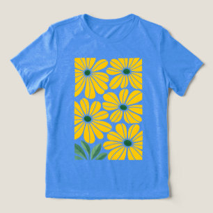 Golden Petals Women’s Abstract Floral T‑Shirt Tri-Blend Shirt