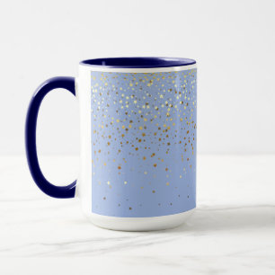 Golden Petite Stars Two-Tone Coffee Mug- Blue Mug