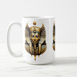 Golden Pharaoh in Regal Headdress Art Coffee Mug