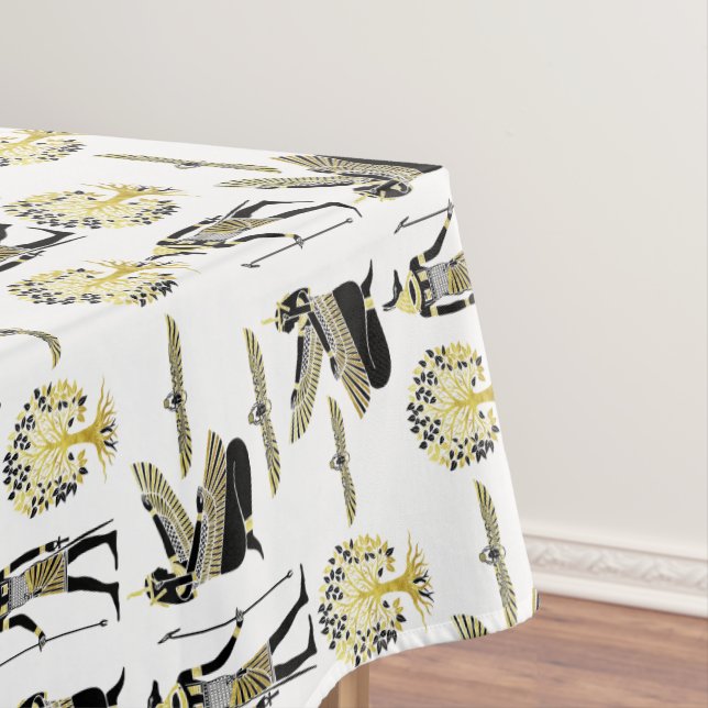 Golden Pharaoh’s Blessing: Ancient Egyptian Art Tablecloth (In Situ)