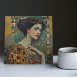 Golden Phase Gustav Klimt Mosaic Edwardian Woman C<br><div class="desc">This beautiful ceramic tile features an artwork inspired by Gustav Klimt's "golden phase, " depicting a woman from the Edwardian era. During this period, Klimt was fascinated with Byzantine mosaics and developed his mosaic technique using gold leaf and vibrant colours. This artwork pays tribute to Klimt's innovative mosaic approach and...</div>