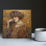 Golden Phase Gustav Klimt Mosaic Edwardian Woman Tile<br><div class="desc">This beautiful ceramic tile features an artwork inspired by Gustav Klimt's "golden phase, " depicting a woman from the Edwardian era. During this period, Klimt was fascinated with Byzantine mosaics and developed his mosaic technique using gold leaf and vibrant colours. This artwork pays tribute to Klimt's innovative mosaic approach and...</div>